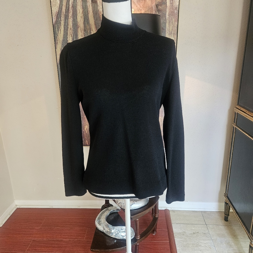 St. John Black Cowl Neck Sweater - Picture 3 of 6